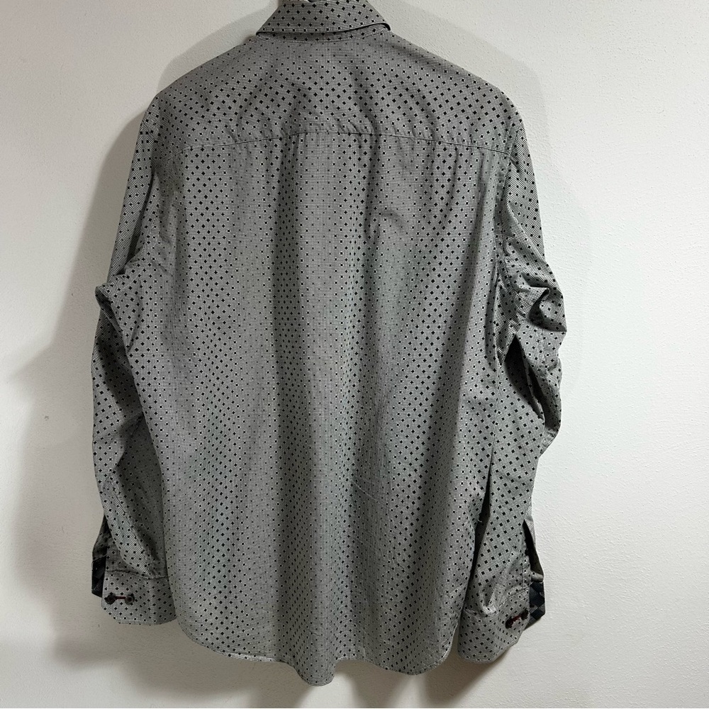 Bugatchi UOMO Black and White Patterned Button Down Dress Shirt Size L - Picture 2 of 10